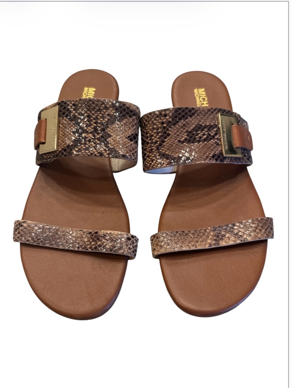 MICHAEL Michael Kors Snakeskin Flat Sandals Size 8.5 M (Flaw)